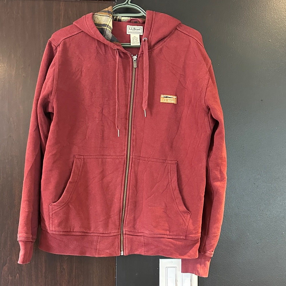 L.L. Bean Men's Red Zip-Up Hooded Shirt Jacket